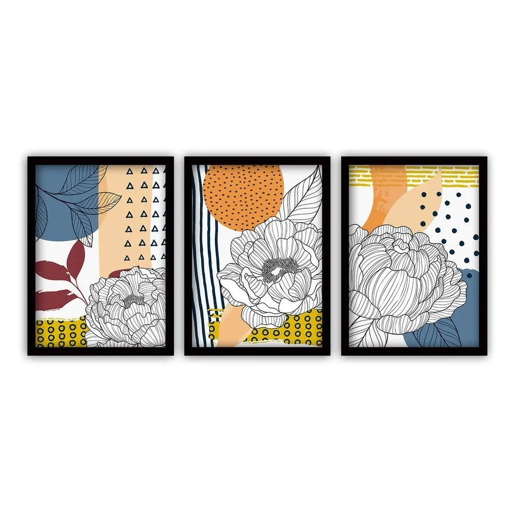 Sada 3 obrazů v černém rámu Vavien Artwork Floral IV., 35 x 45 cm v:1418941