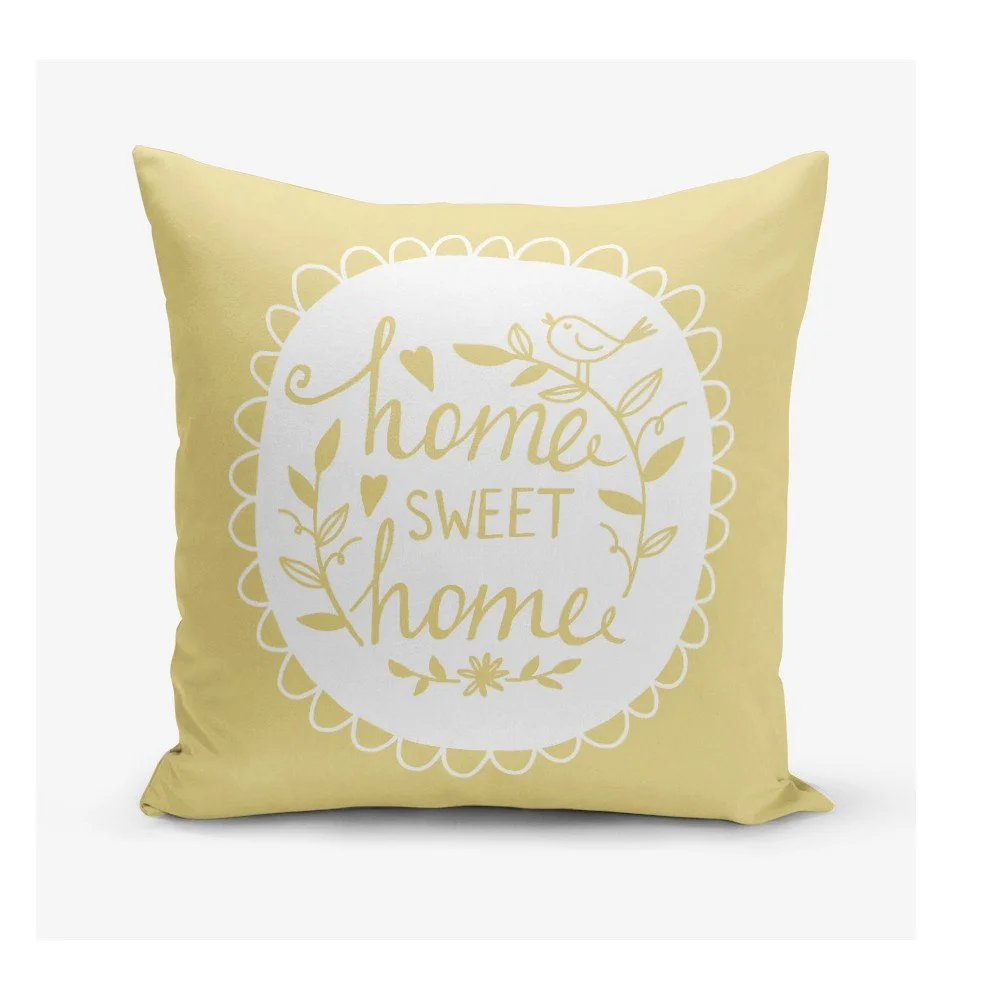 Žlutý povlak na polštář Minimalist Cushion Covers Home Sweet Home, 45 x 45 cm v:1134646