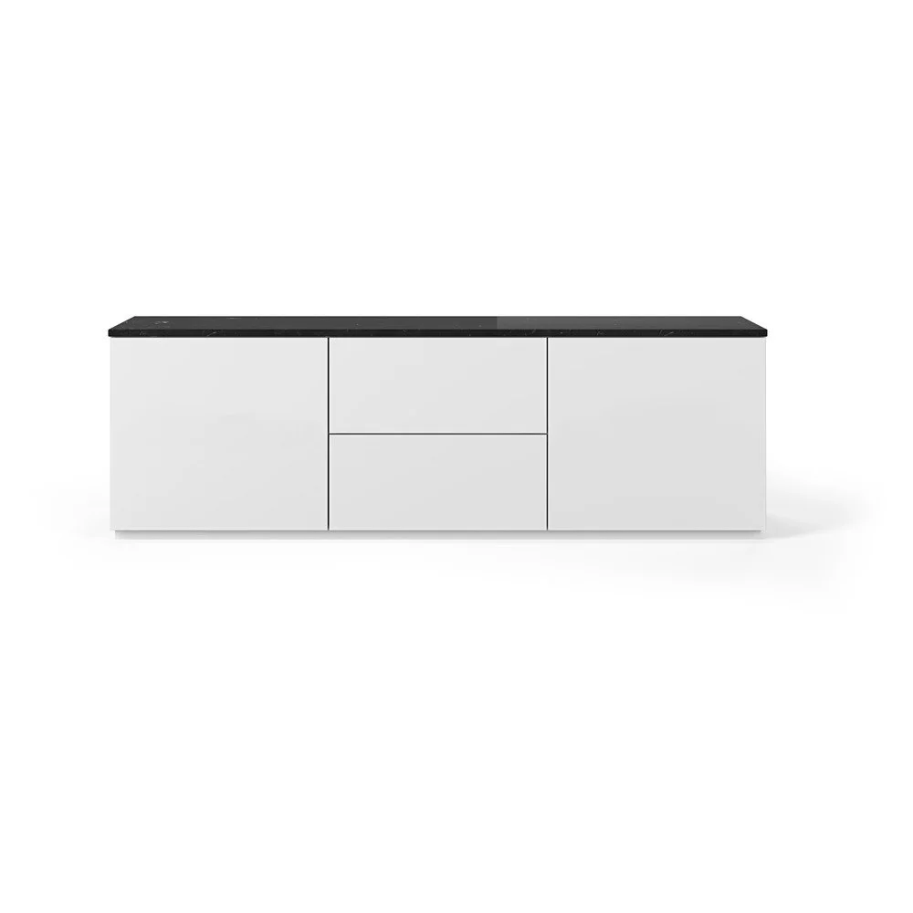 Bílý TV stolek s deskou v tmavém mramorovém dekoru TemaHome Join, 180 x 57 cm v:1283052