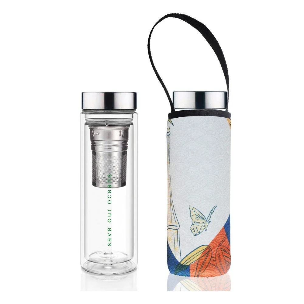 Cestovní skleněná termolahev s dvojitou stěnou v obalu BBBYO Warm, 500 ml v:1351349