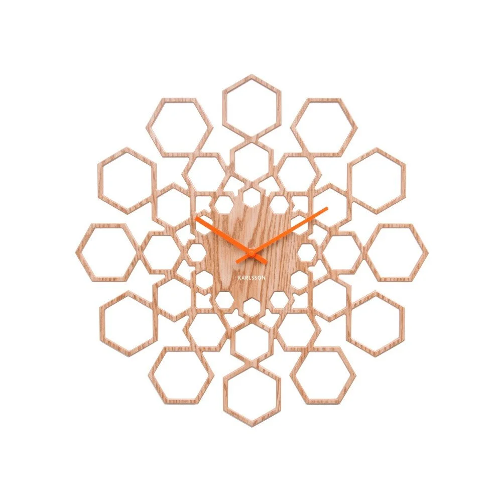 Nástěnné hodiny ve dřevěném dekoru Karlsson Sunshine Hexagon v:824948