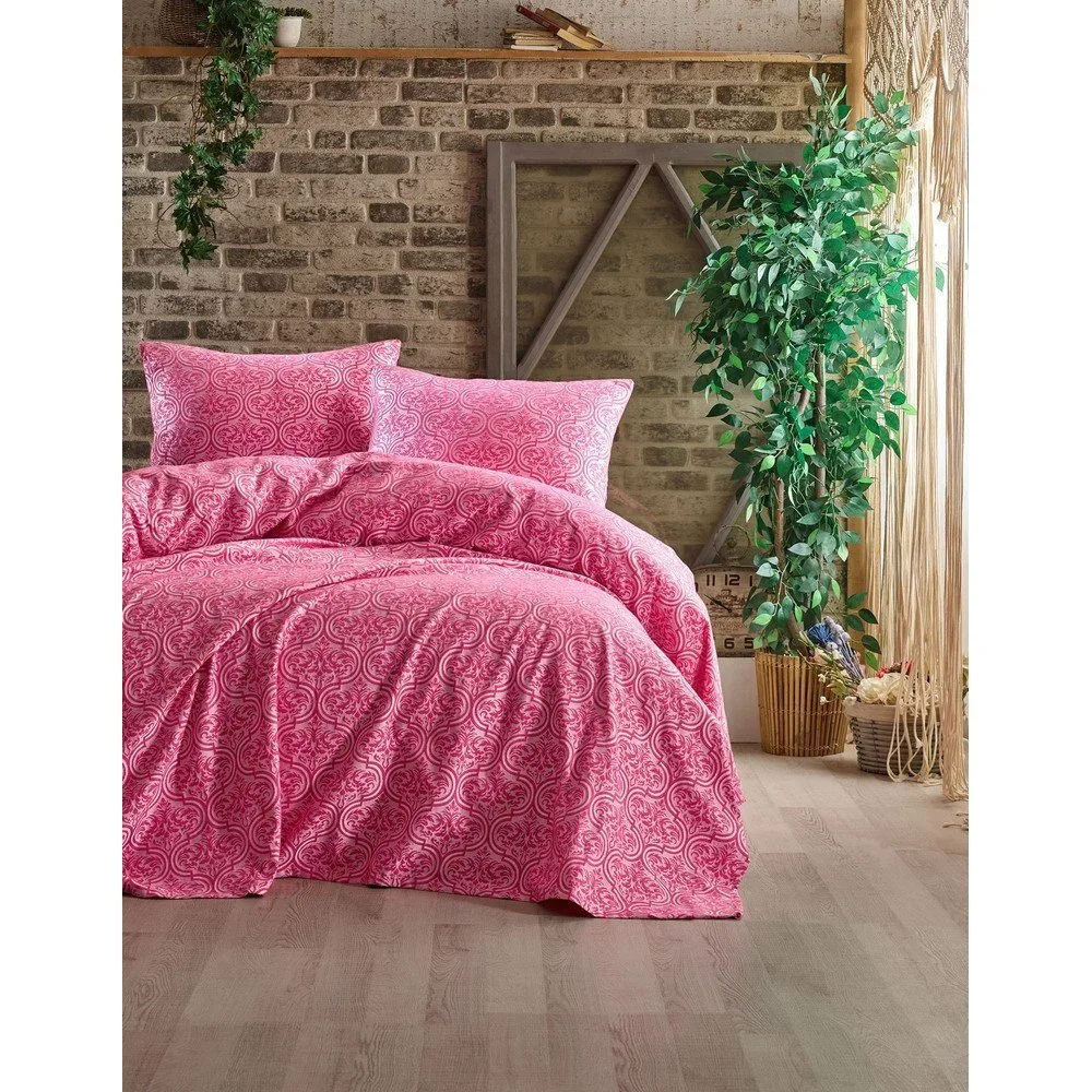 Set přehozu a 2 povlaků na polštáře EnLora Home Leonar Fuchsia, 240 x 220 cm v:1332444