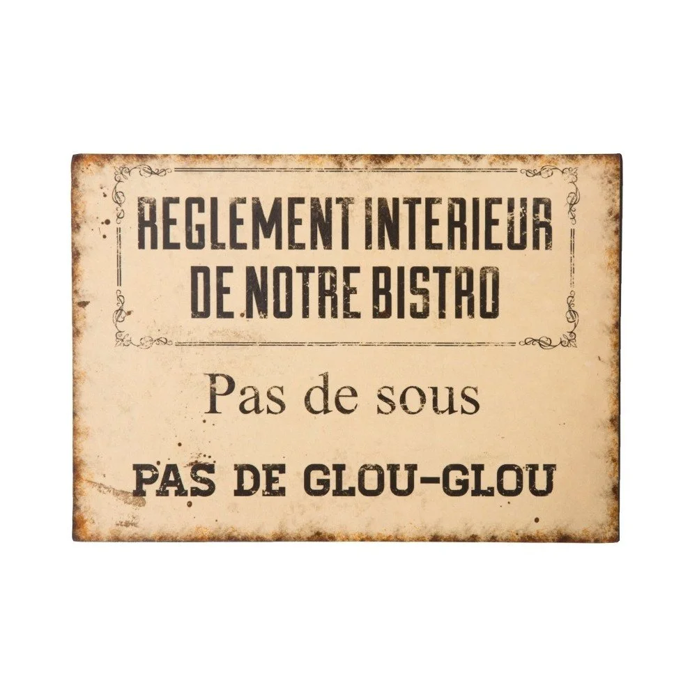 Plechová cedule Antic Line Réglement Bistro v:773036