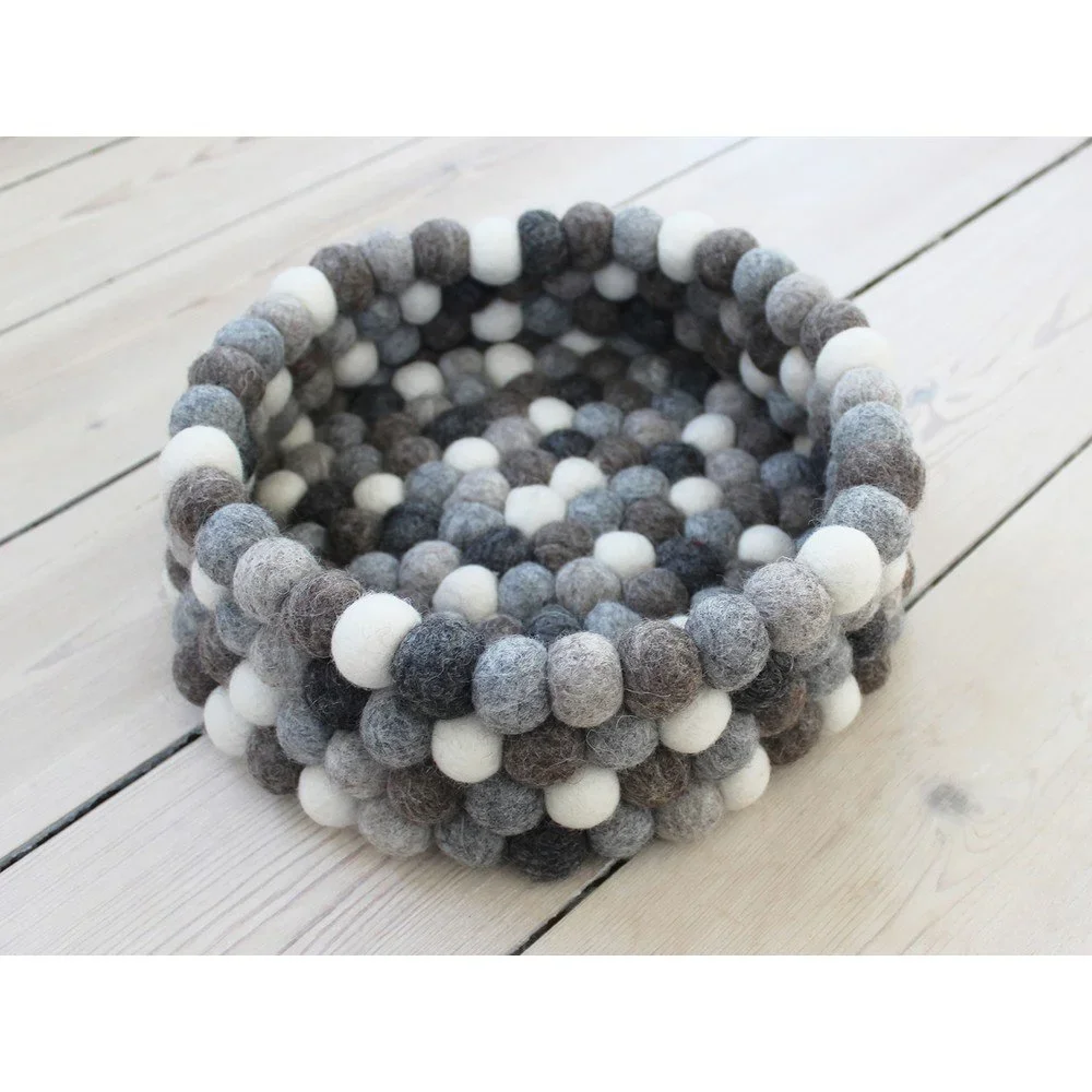 Šedo-bílý kuličkový vlněný úložný košík Wooldot Ball Basket, ⌀ 28 cm v:1341057