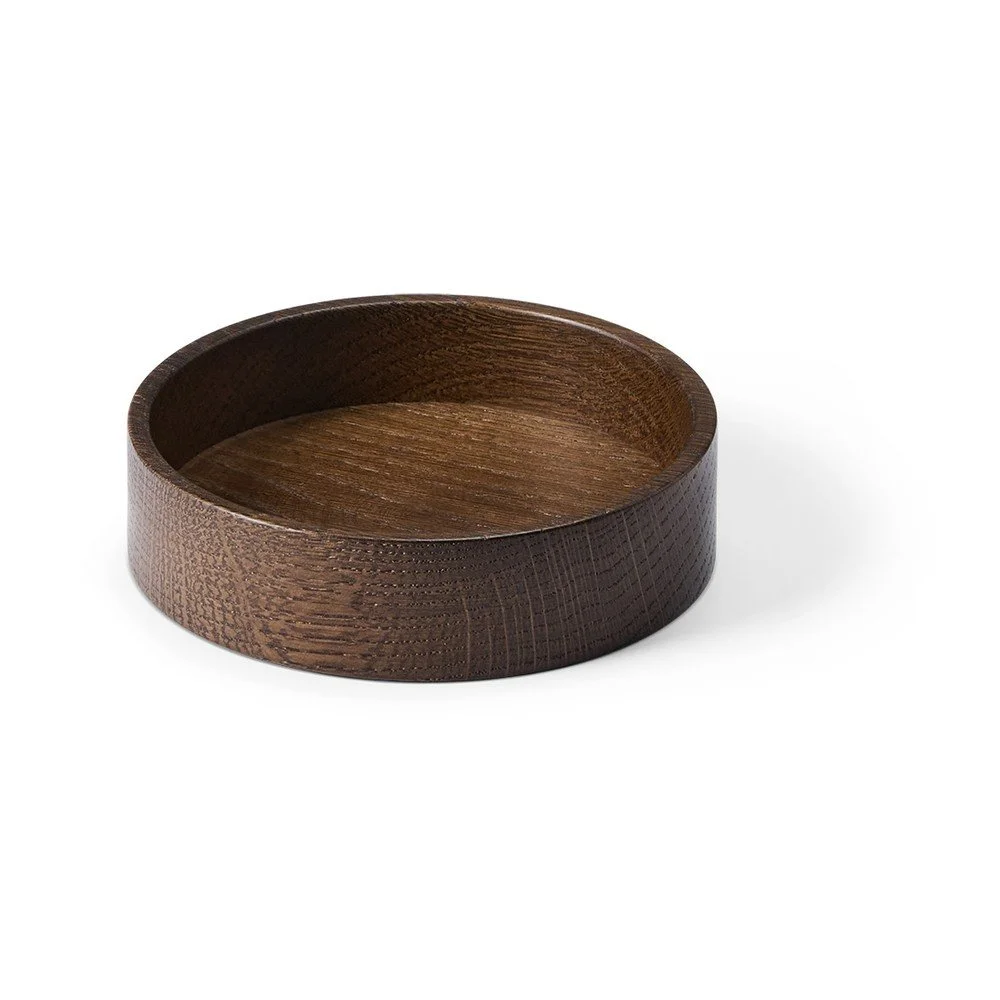 Hnědý dekorativní dřevěný úložný box ø 11x3 cm Circle S – LIND DNA v:1788360