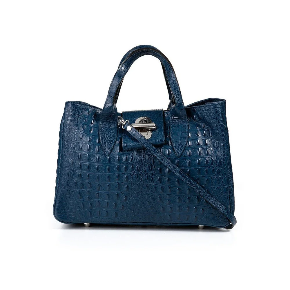 Modrá kožená kabelka Pitti Bags Bergamo v:793570