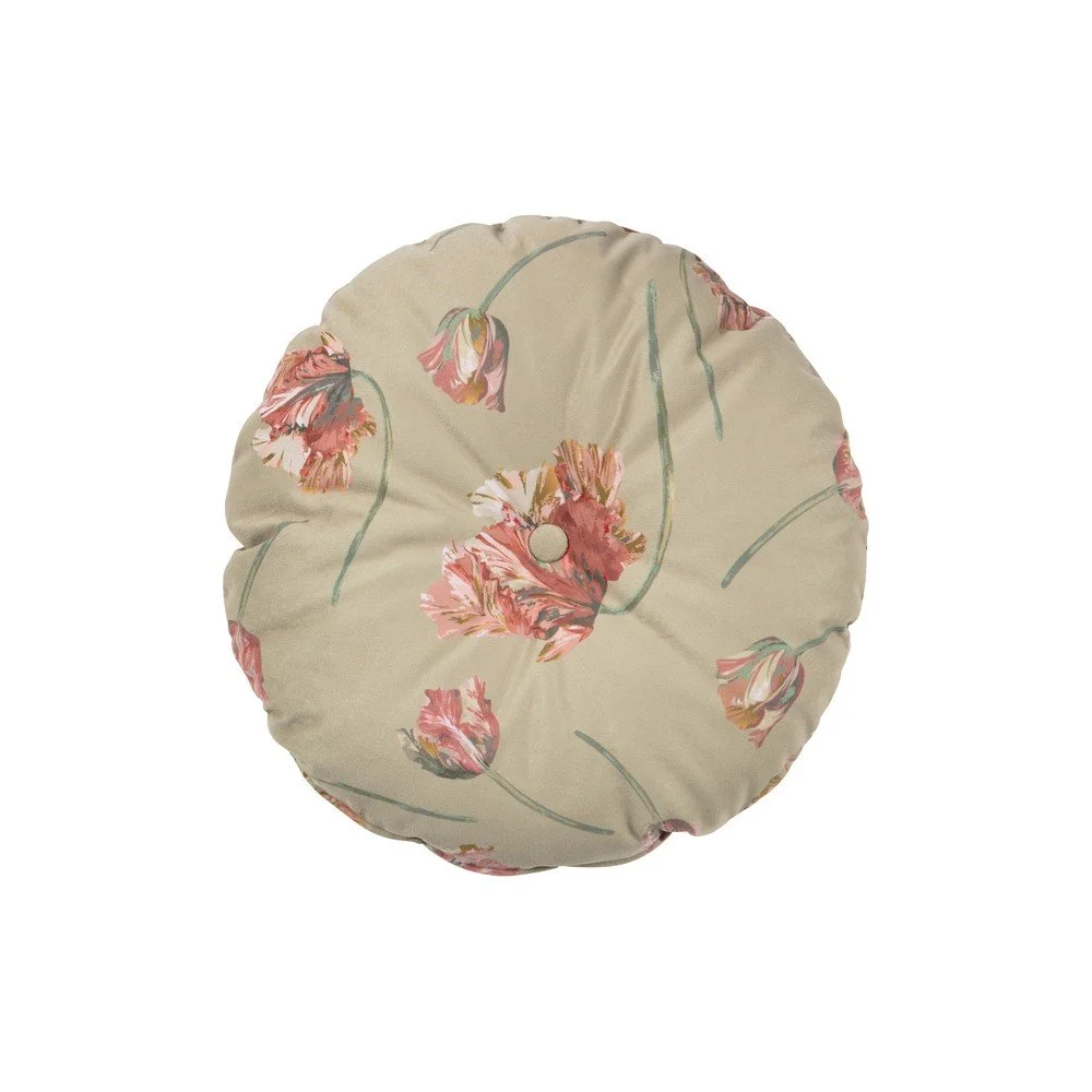 Béžový sametový polštář BePureHome Vogue, ø 45 cm v:1288988
