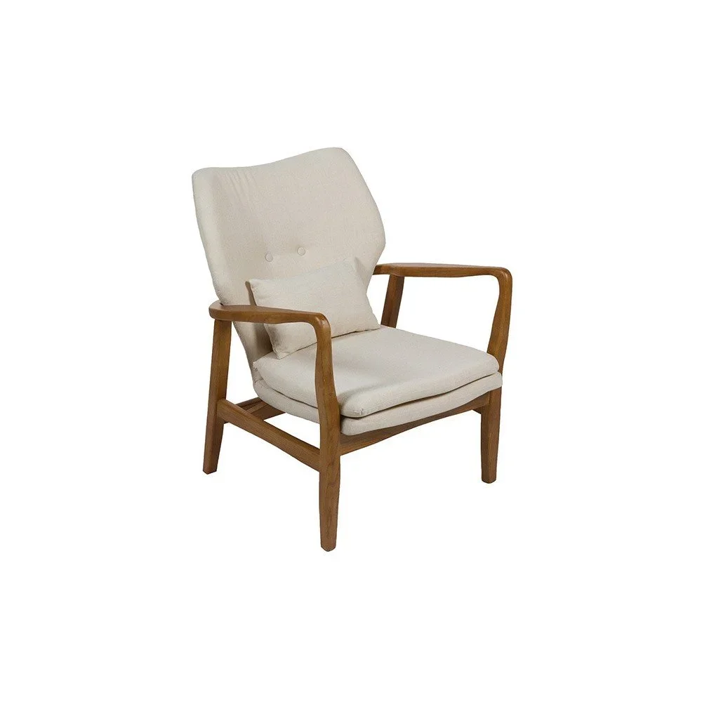 Béžové křeslo s konstrukcí z jilmového dřeva Santiago Pons Woven v:1034506