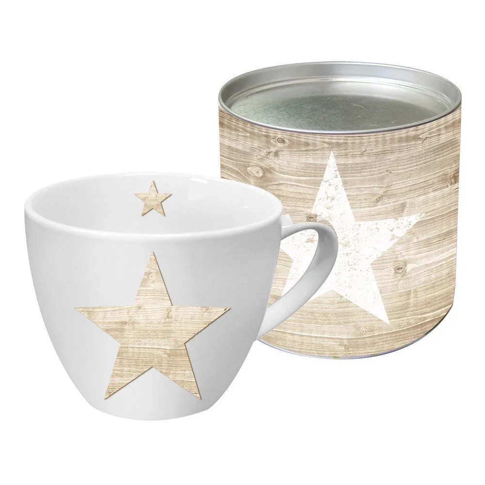 Hrnek z kostního porcelánu s vánočním motivem v dárkovém balení PPD Star Fashion Wood, 450 ml v:903580
