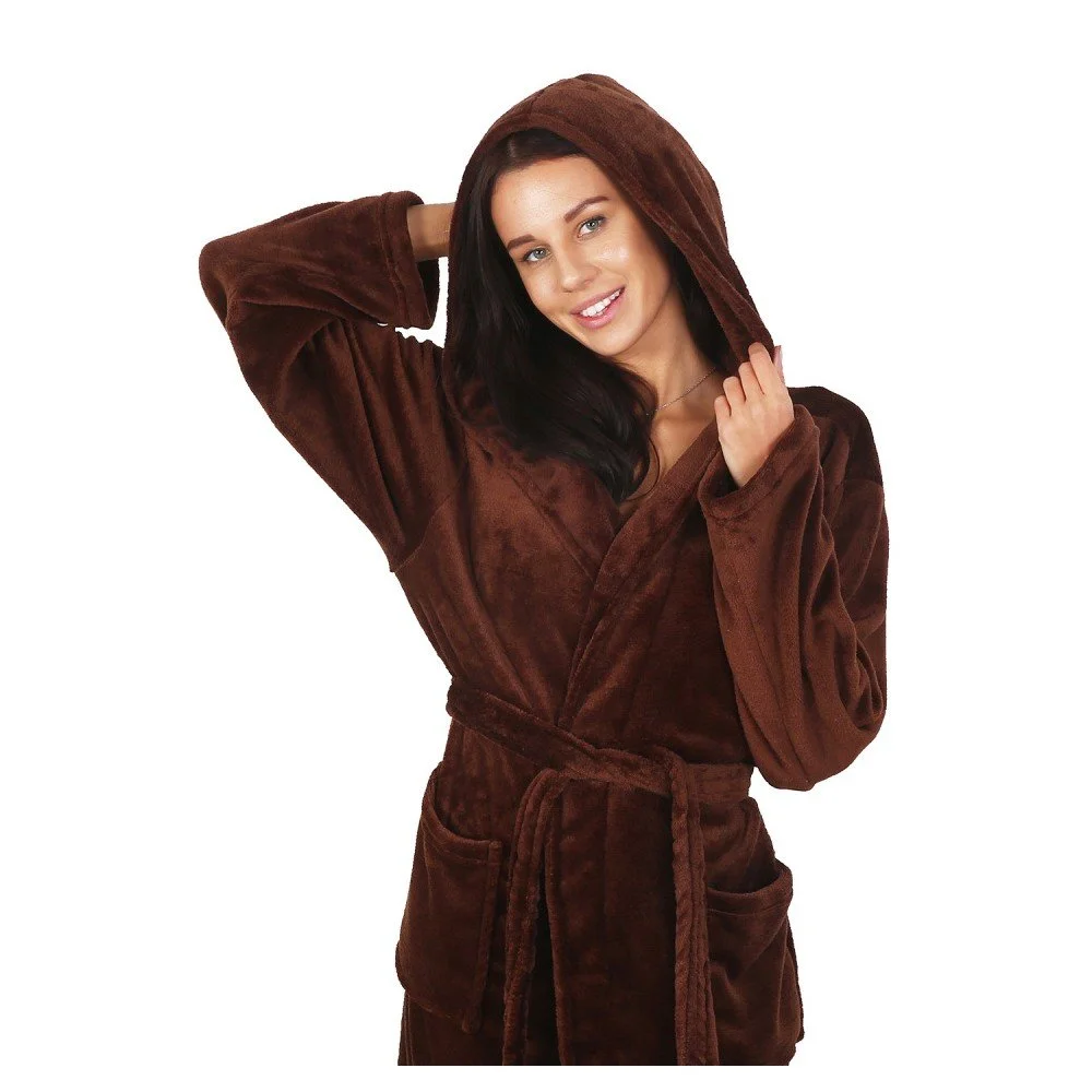 Hnědý unisex župan z mikrovlákna DecoKing Robby, velikost XS v:1077136