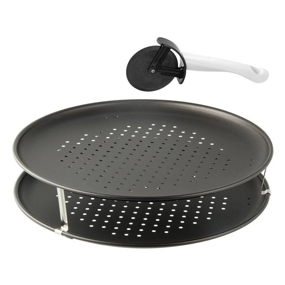 Set 2 perforovaných plechů na pizzu, 3 stojánků a kráječe Zenker Special Countries, ø 32 cm v:1423105