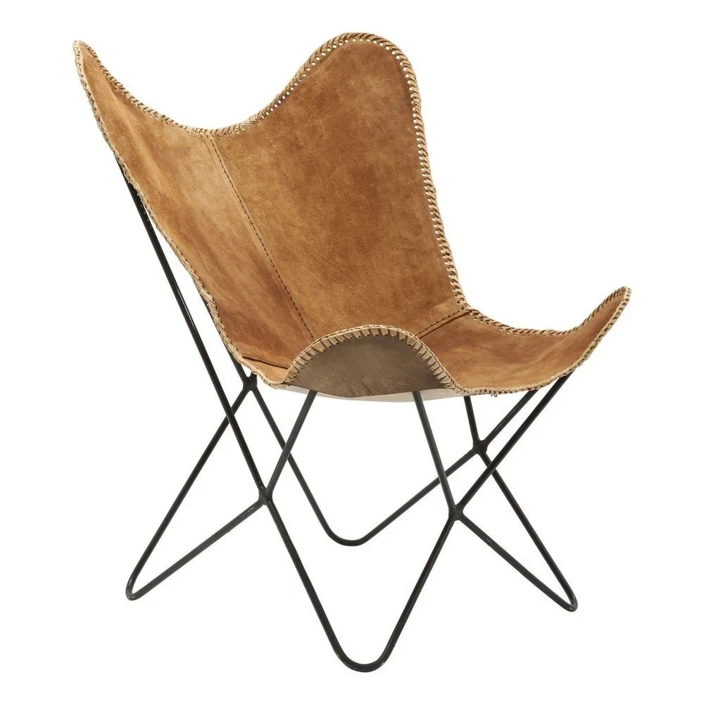 Hnědé kožené křeslo Kare Design Butterfly Wild v:888308