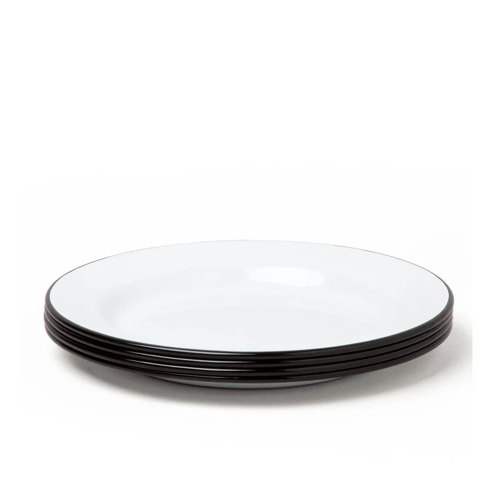 Sada 4 černobílých smaltovaných talířů Falcon Enamelware v:889324