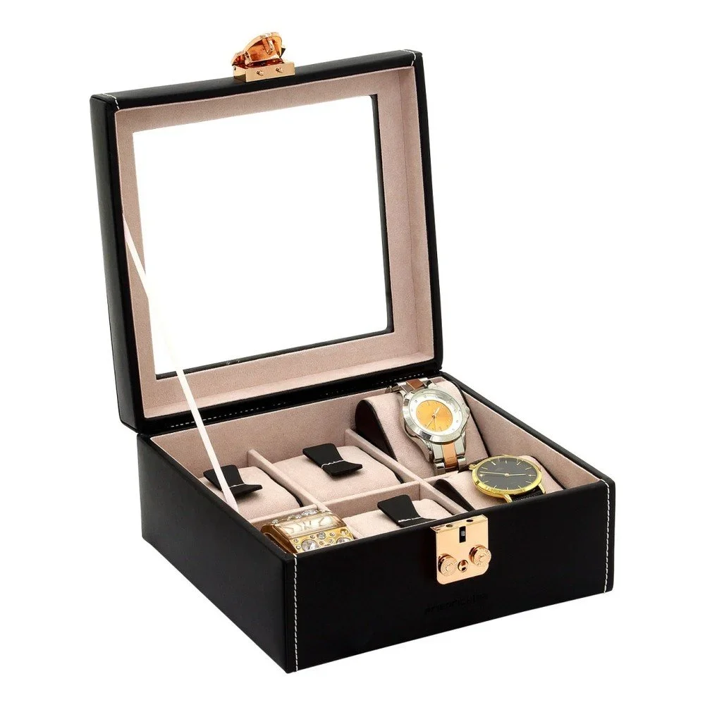 Černo-růžový kožený box na 6 hodinek Friedrich Lederwaren Infinity v:917154