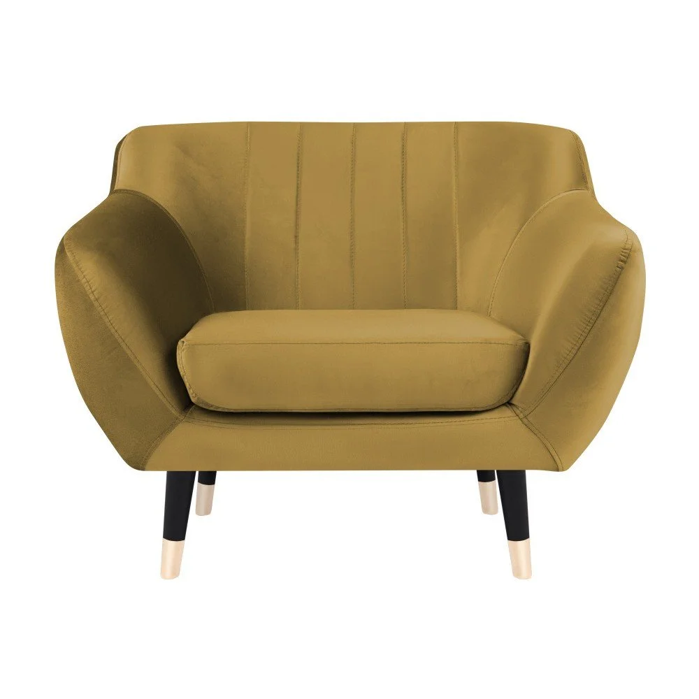 Hořčicově žluté křeslo s černými nohami Mazzini Sofas Benito v:983786