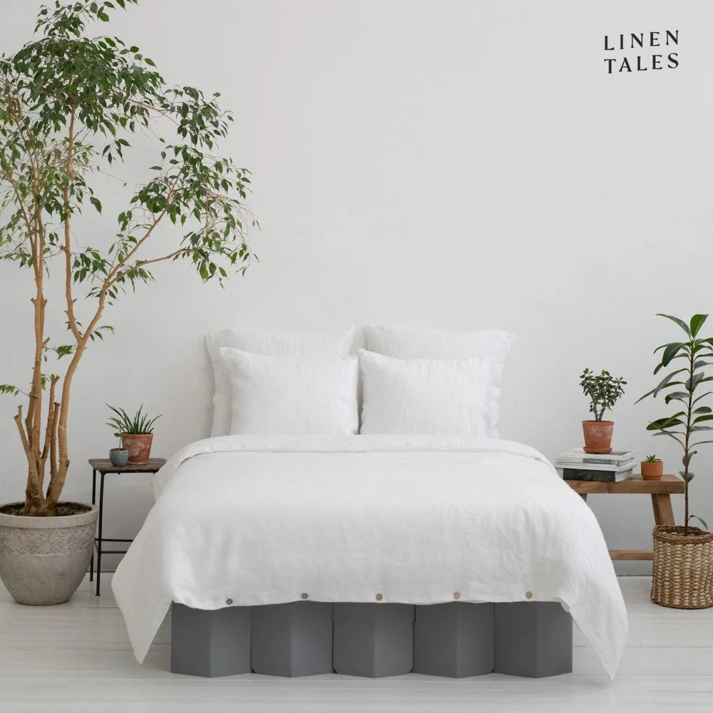 Bílé povlečení na dvoulůžko z konopného vlákna 200x200 cm – Linen Tales v:1537988