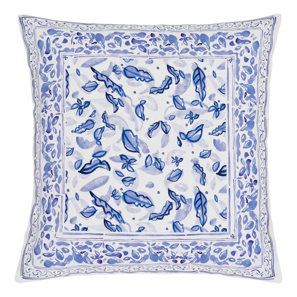 Modro-béžový bavlněný dekorativní povlak na polštář Westwing Collection Andrea, 45 x 45 cm v:1447930