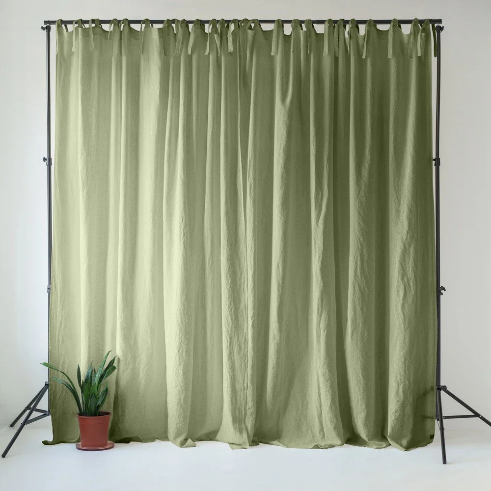 Světle zelený lněný závěs 140x300 cm Sage – Linen Tales v:1795732