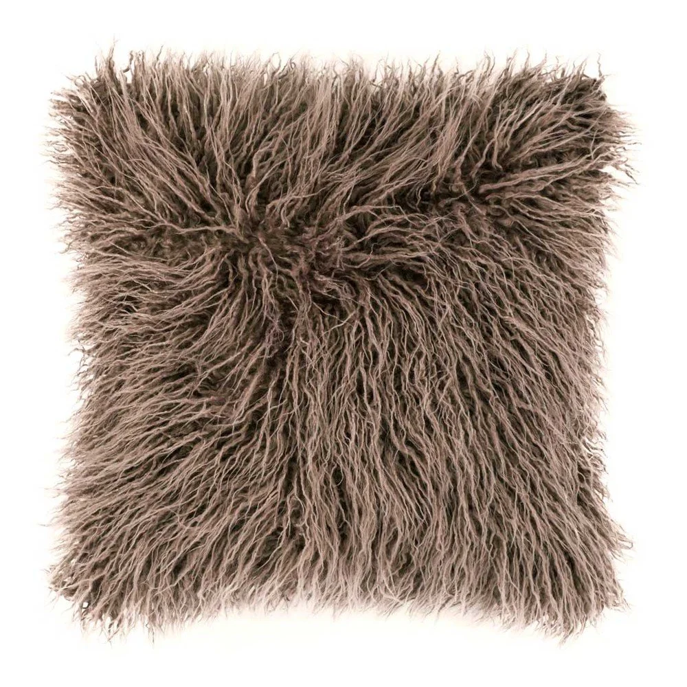 Hnědý chlupatý polštář Tiseco Home Studio Mohair, 45 x 45 cm v:1281204