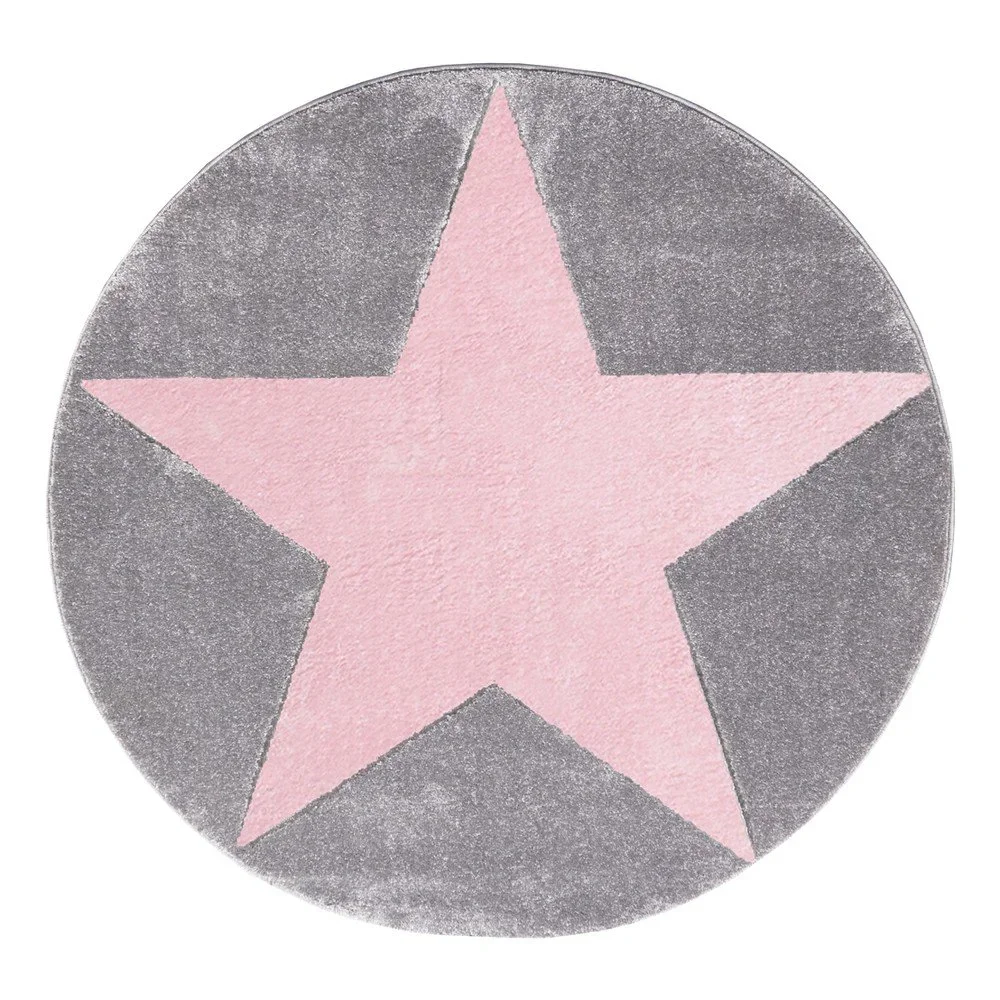Růžovo-šedý dětský koberec Happy Rugs Round, Ø 133 cm v:738080
