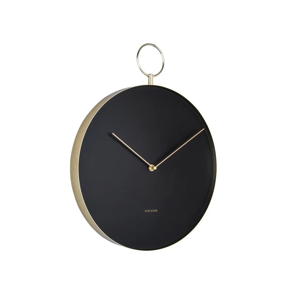 Černé kovové nástěnné hodiny Karlsson Hook, ø 34 cm v:1367833