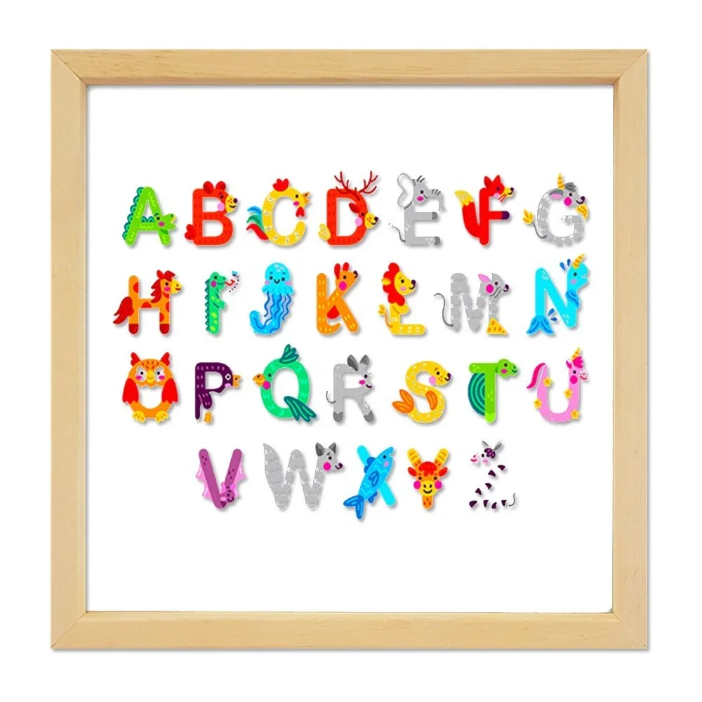 Skleněný obraz ve dřevěném rámu Vavien Artwork Alphabet, 32 x 32 cm v:1419015