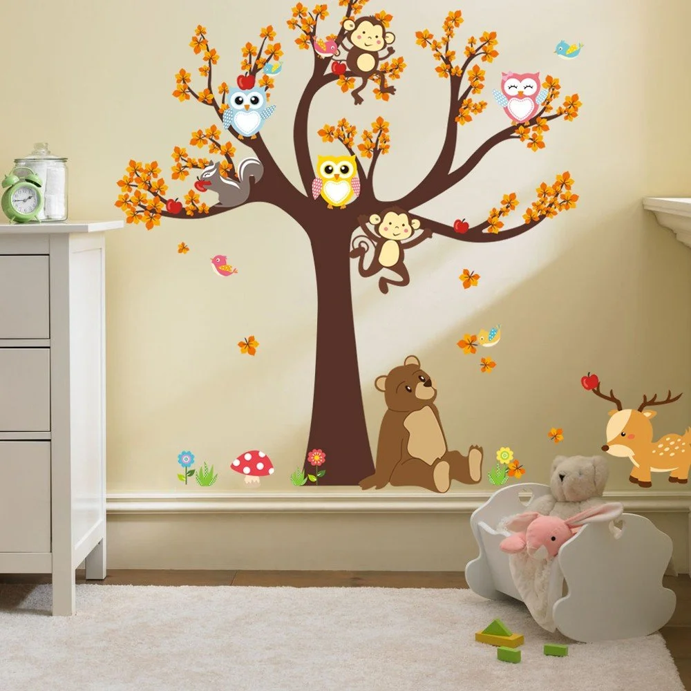 Nástěnná samolepka Ambiance Tree with Animals v:974164