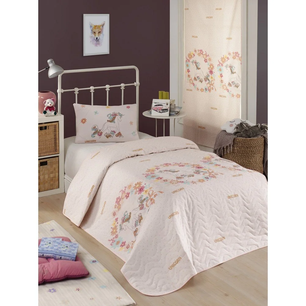 Set přehozu přes postel a povlaku na polštář s příměsí bavlny Eponj Home Unicolor Pink, 160 x 220 cm v:1332508