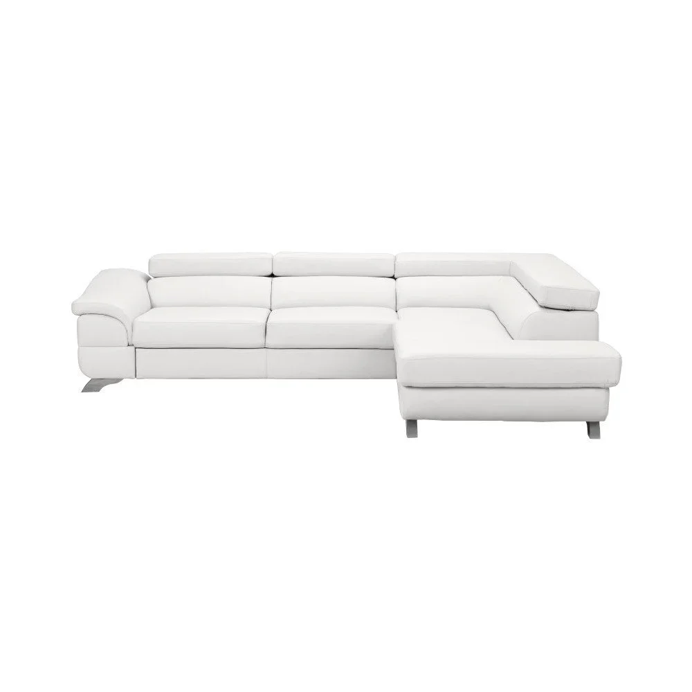 Bílá kožená rozkládací rohová pohovka s úložným prostorem Windsor & Co Sofas Gamma, pravý roh v:1071740