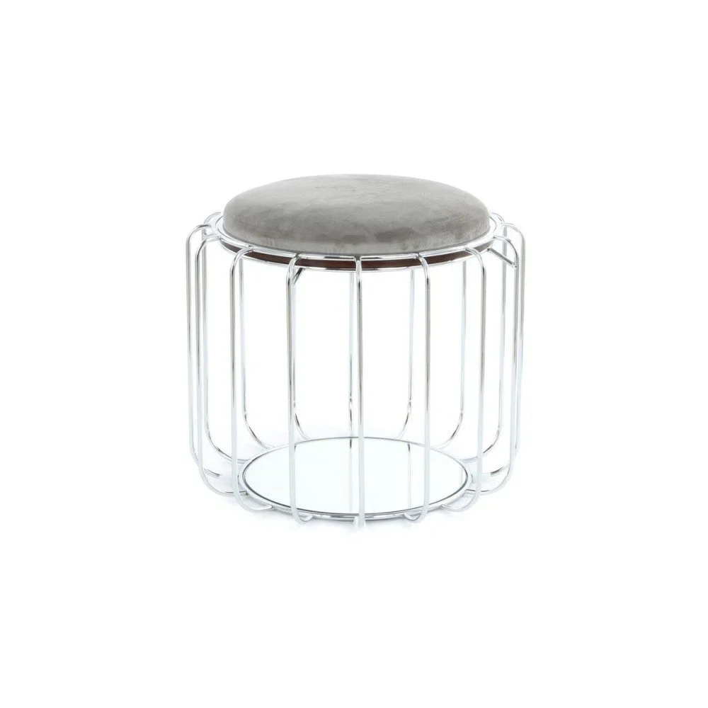 Šedý odkládací stolek / puf s konstrukcí ve stříbrné barvě 360 Living Canny, ⌀ 50 cm v:1211398