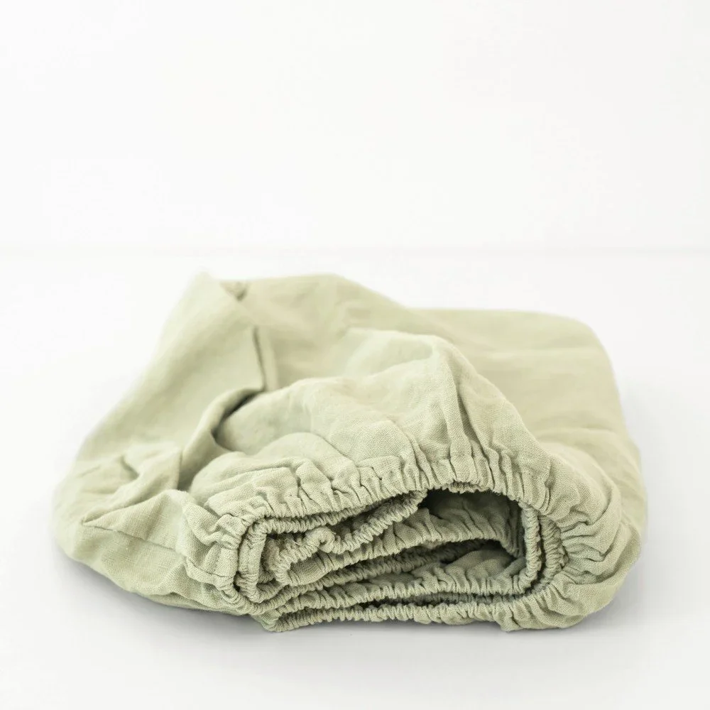 Dětské zelené lněné prostěradlo Linen Tales Nature, 60 x 120 cm v:1383051