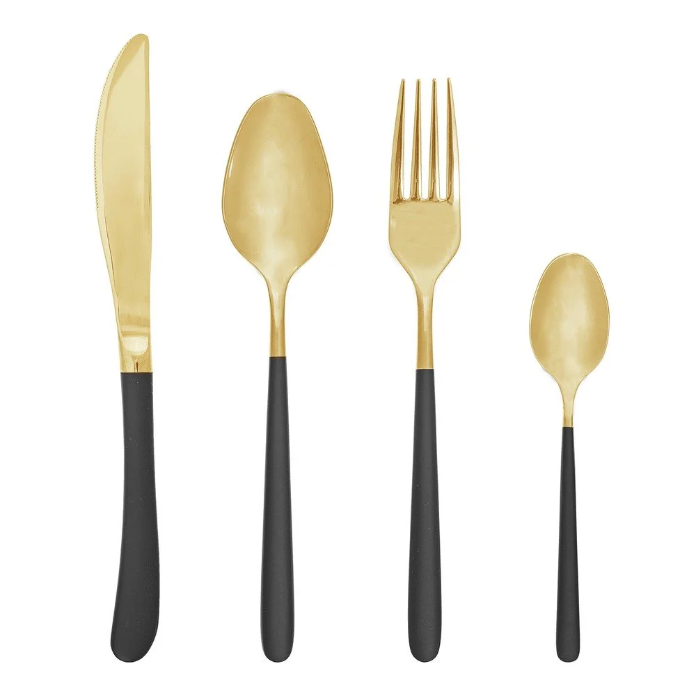 4dílný set černo-zlatých příborů Bloomingville Cutlery Gold v:1136332