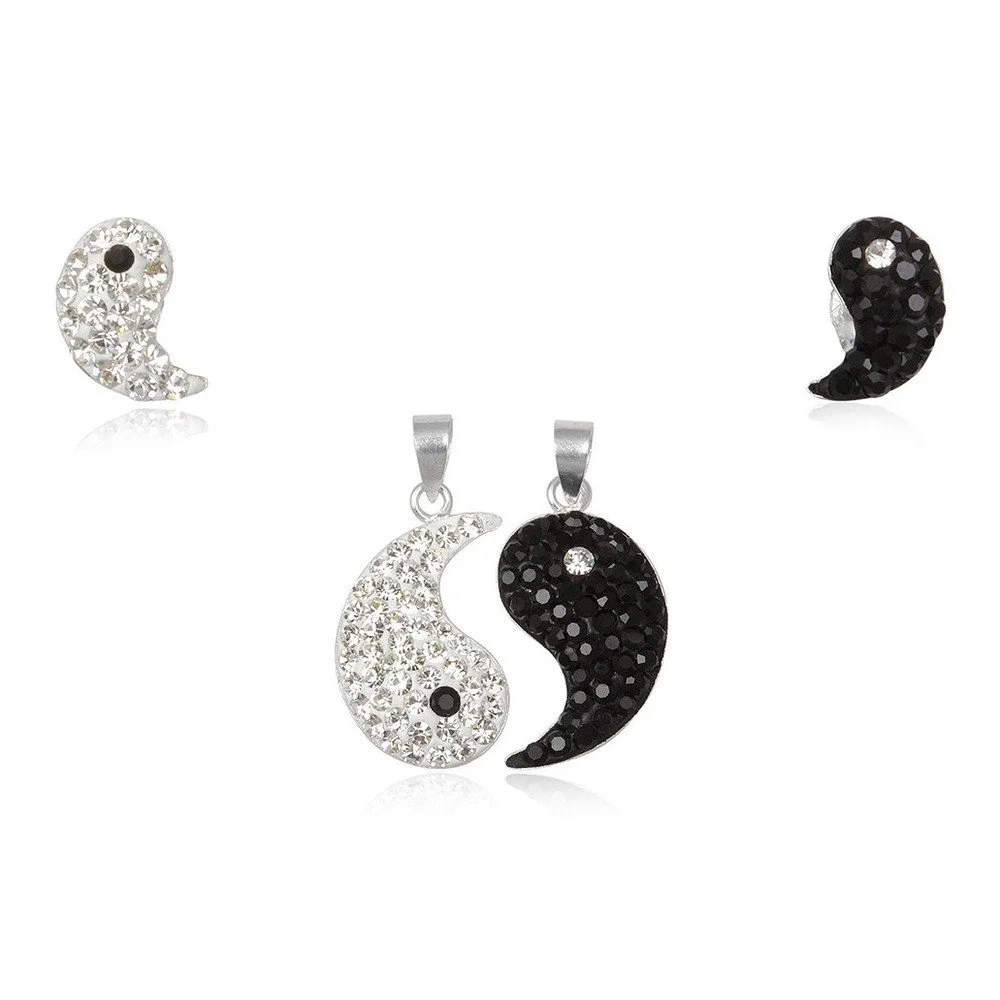 Set přívěsků a náušnic s krystaly Swarovski Elements Crystals Jing Jang v:1197836