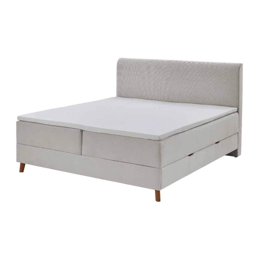 Béžová boxspring postel s úložným prostorem 160x200 cm Memphis v:1503284