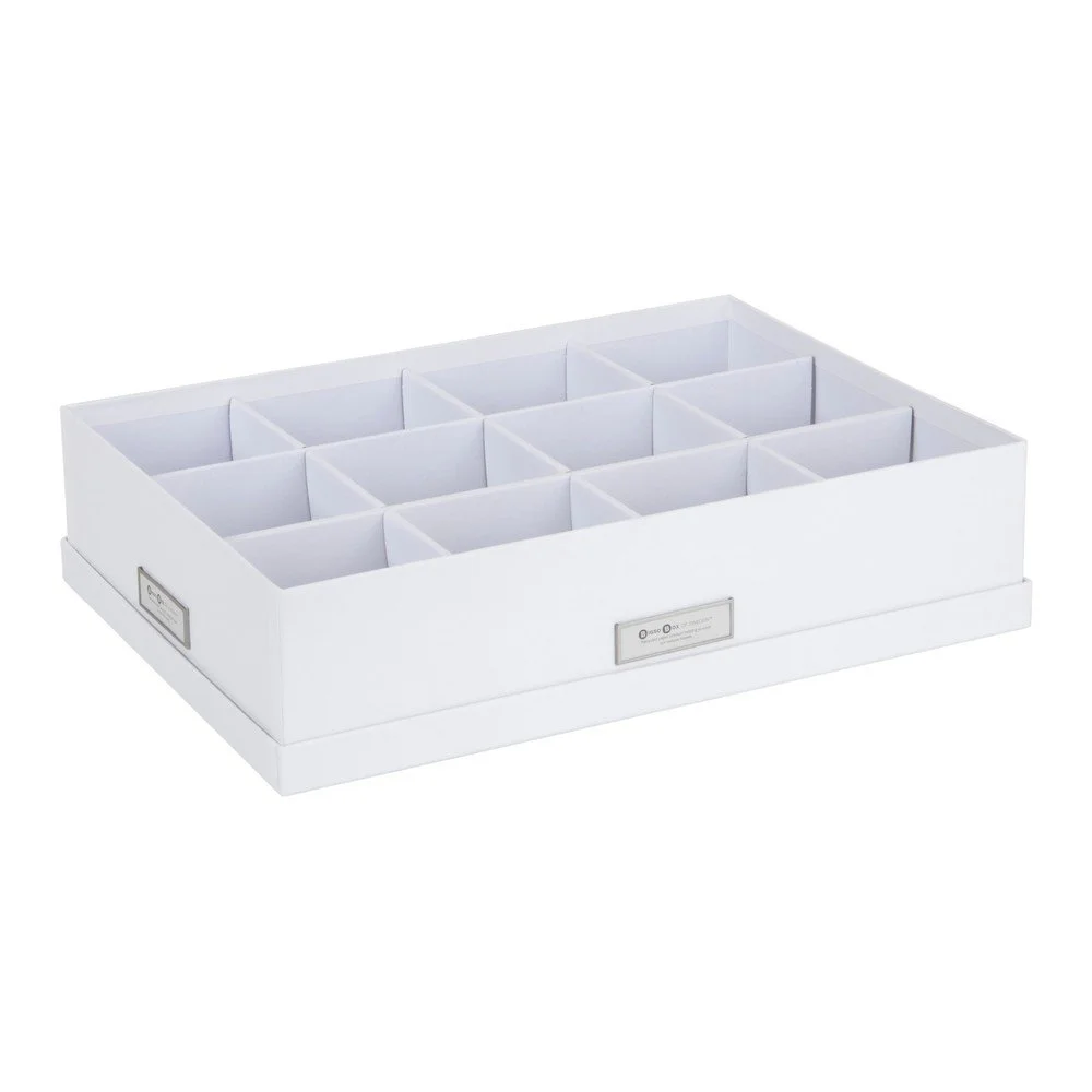 Bílý úložný box s 12 přihrádkami Bigso Box of Sweden Jakob, 31 x 43 cm v:1072396