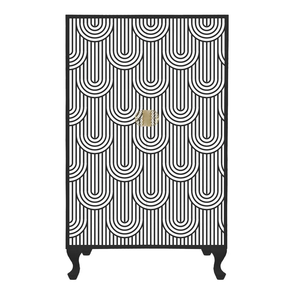 Černo-bílý příborník z masivního borovicového dřeva Tierra Bella Drops, 75 x 145 cm v:1411159