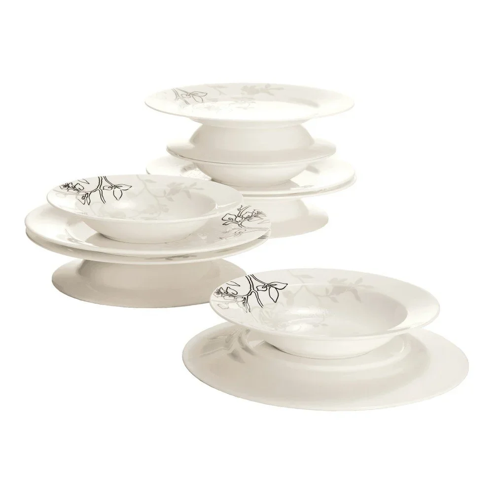 12 dílná sada talířů z kostního porcelánu Maxwell & Williams Moon Shadow v:1029902