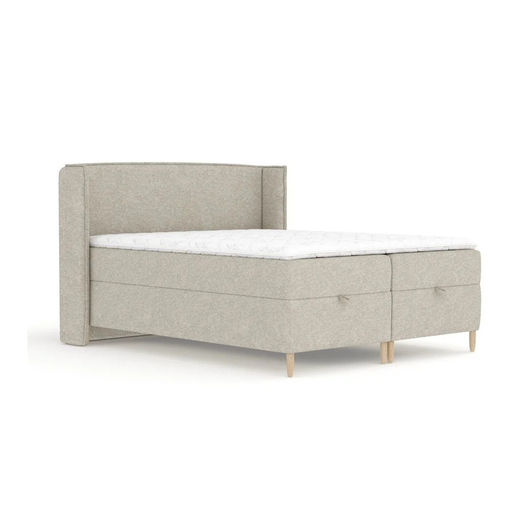 Světle šedá boxspring postel s úložným prostorem 200x200 cm Monpelli – Maison de Rêve v:1712346