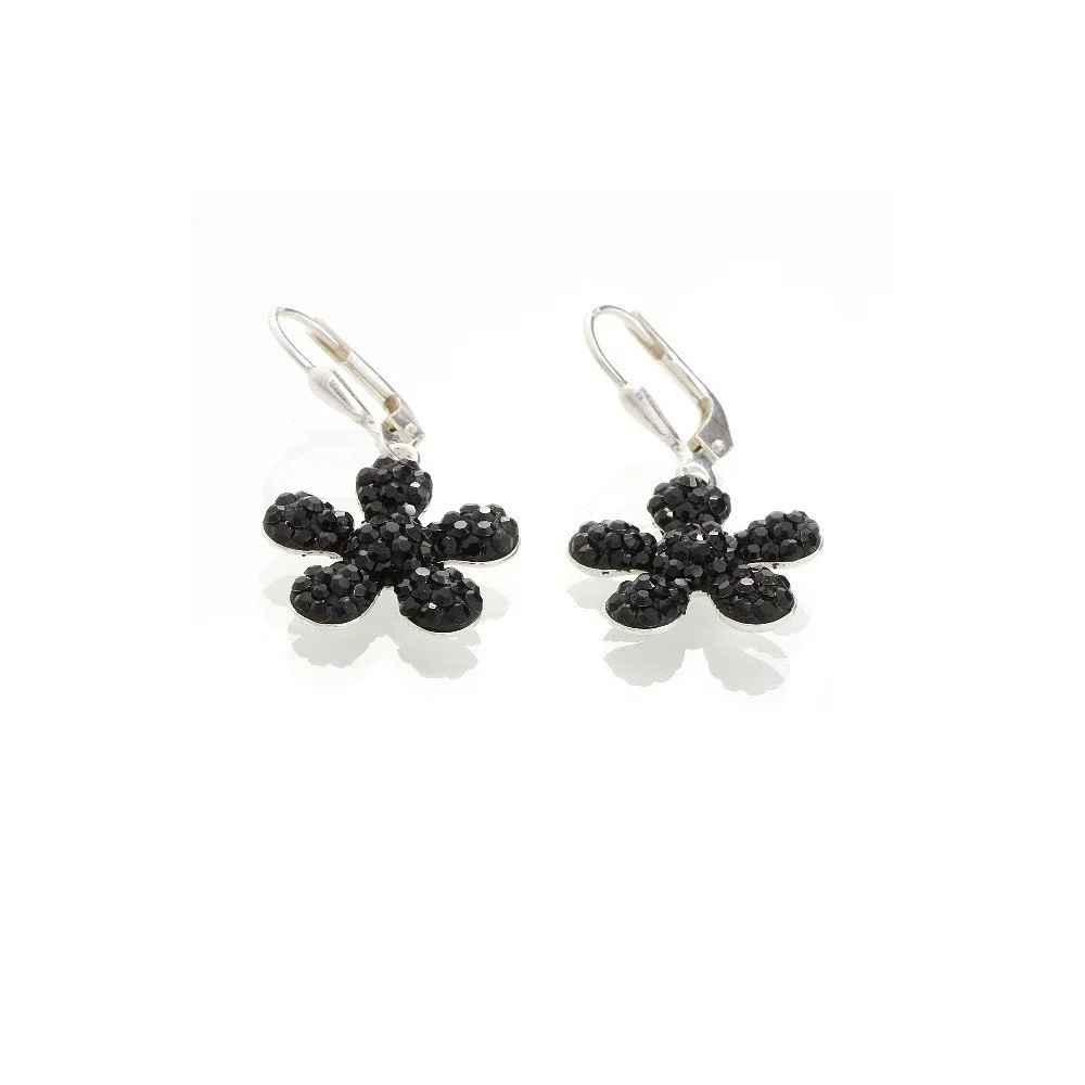 Černé náušnice se Swarovski krystaly Yasmine Flower v:779120