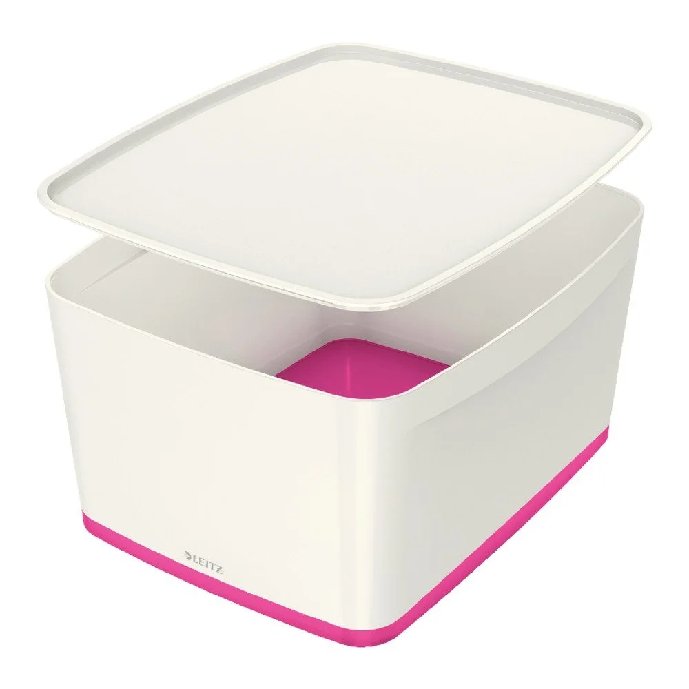 Bílo-růžový plastový úložný box s víkem 32x38.5x20 cm MyBox – Leitz v:1369869
