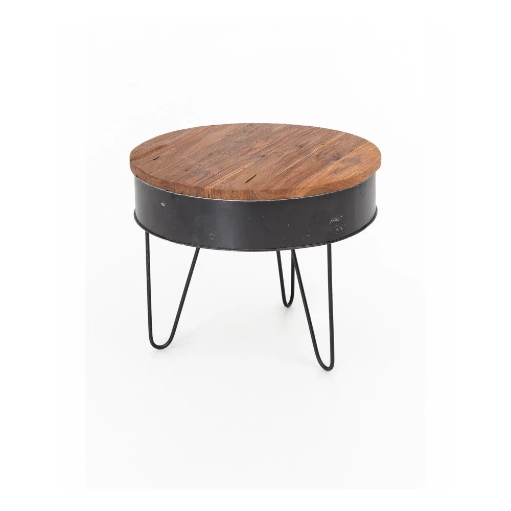 Konferenční stolek s deskou ze zinku a teakového dřeva WOOX LIVING, ⌀ 60 cm v:1269410