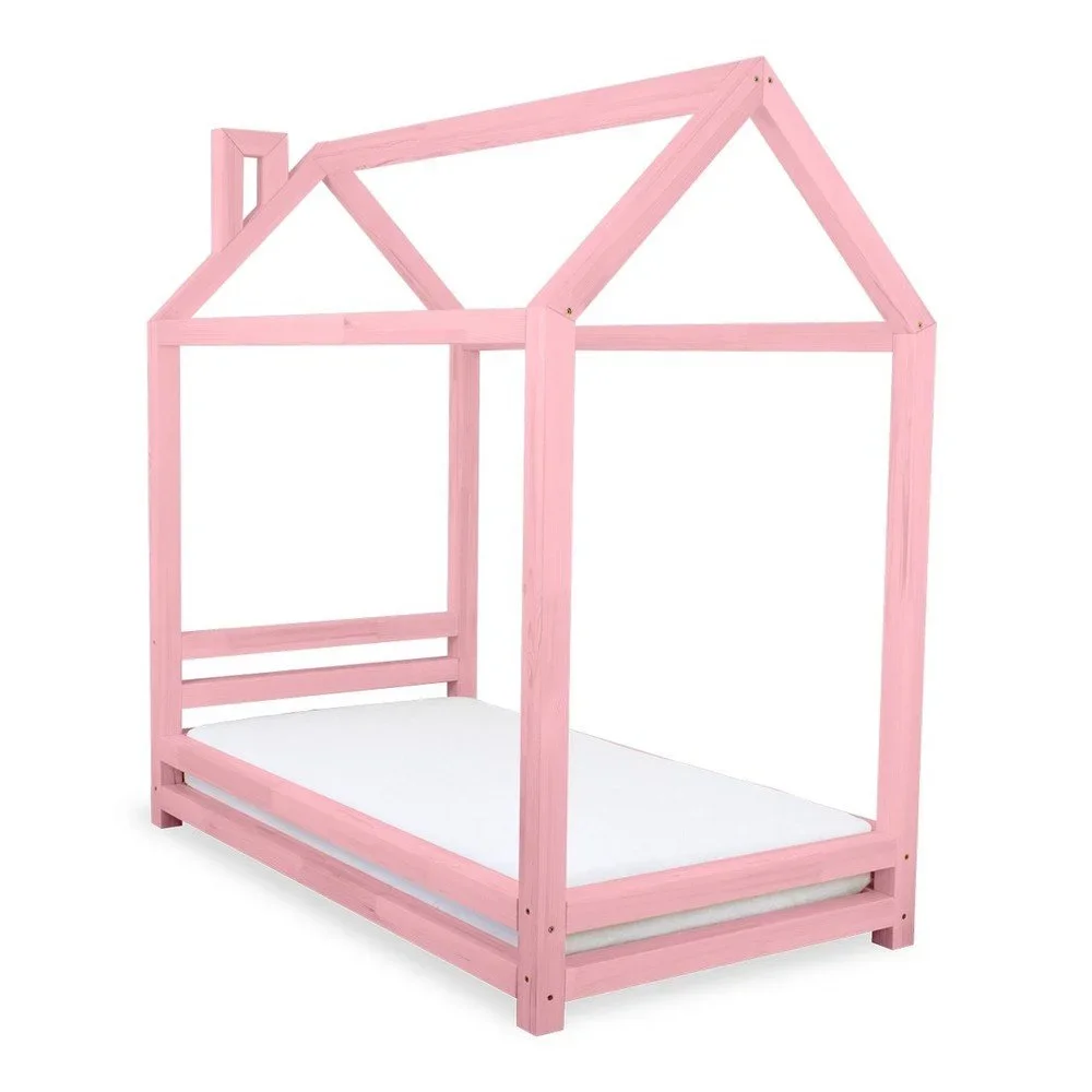 Dětská růžová postel z smrkového dřeva Benlemi Happy, 80 x 160 cm v:1118026