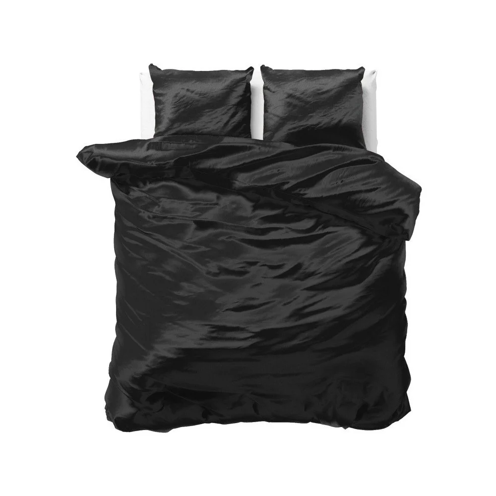 Černé povlečení ze saténového mikroperkálu na dvoulůžko Sleeptime, 200 x 220 cm v:977542