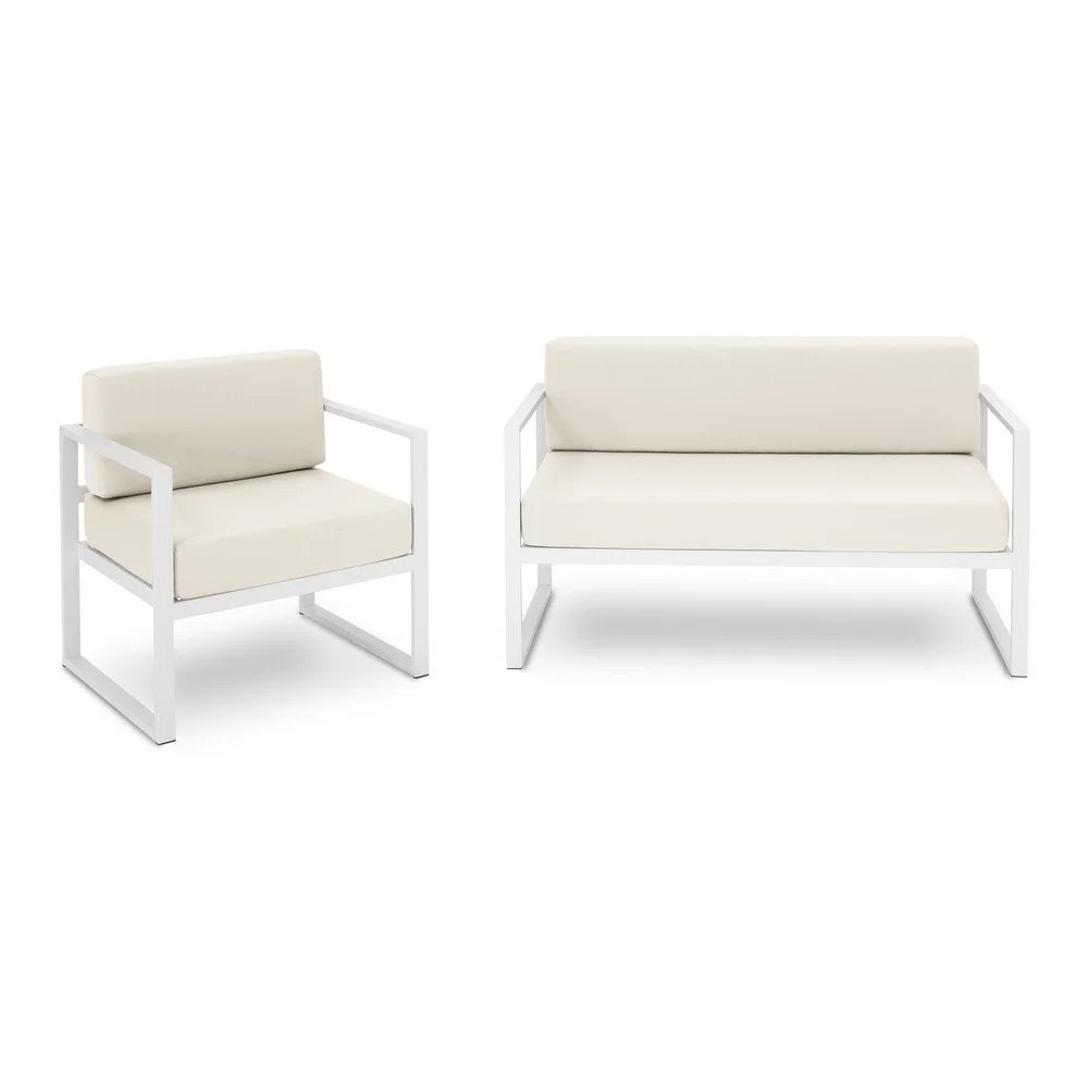 Set zahradního nábytku pro 3 osoby v béžové barvě a bílém rámu Calme Jardin Nicea v:1324180