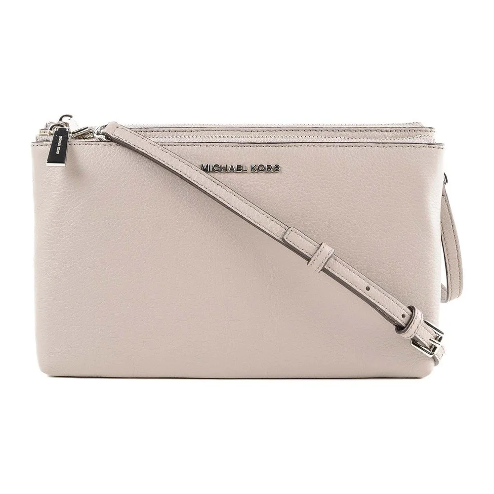 Světle béžová kožená kabelka Michael Kors DBL v:1244372