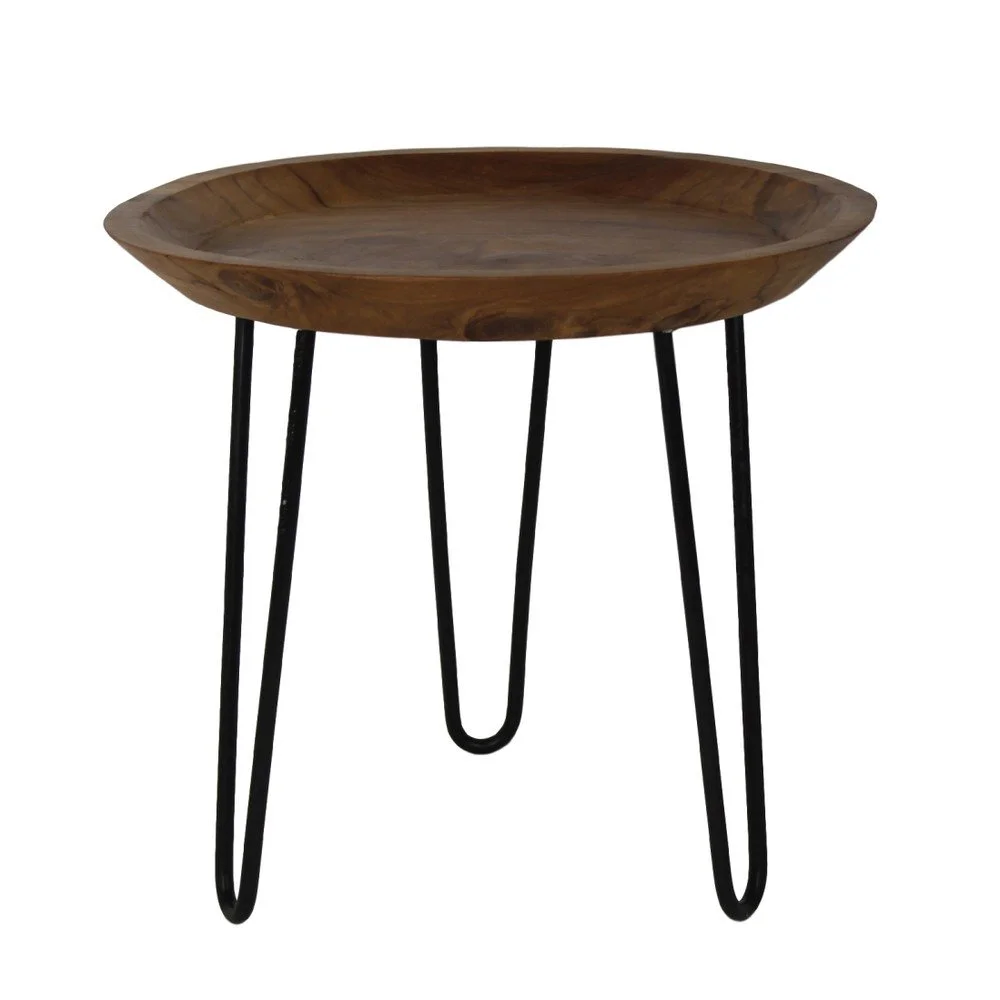 Odkládací stolek z teakového dřeva HSM collection Hase, ⌀ 50 cm v:1042170