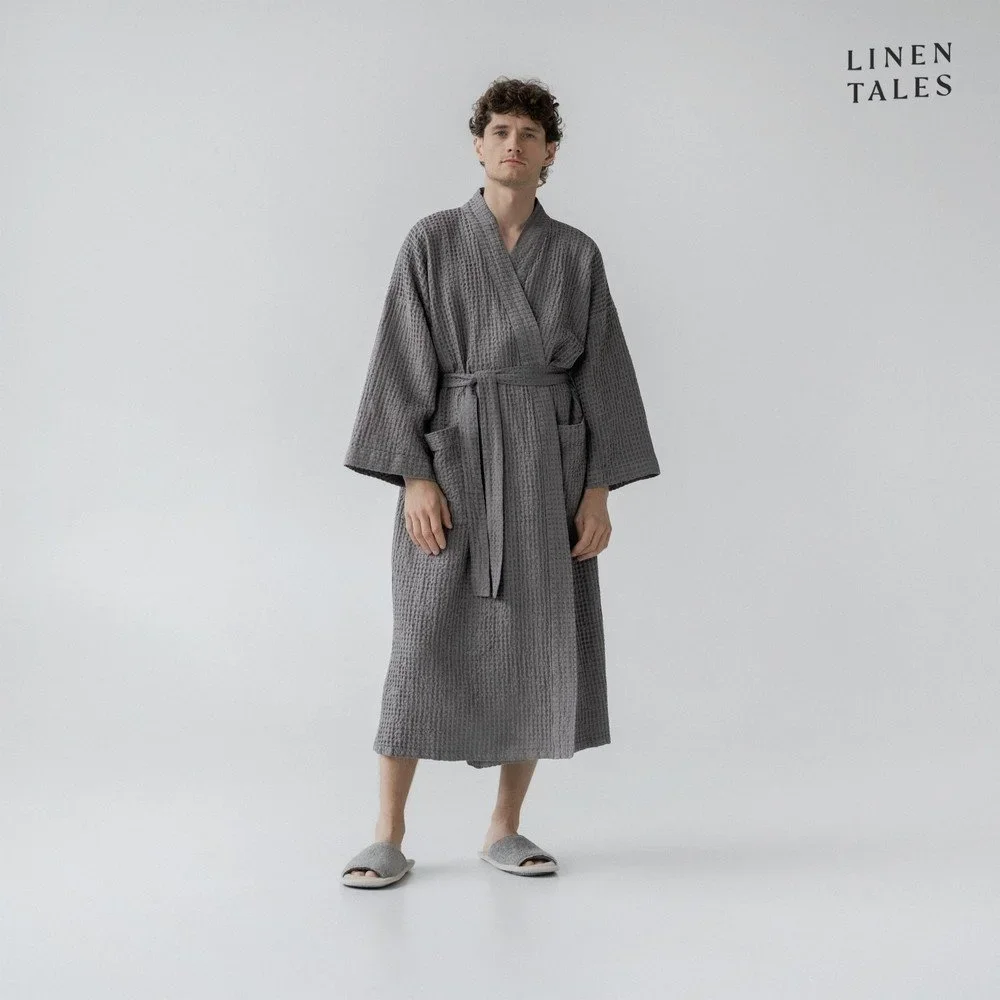 Tmavě šedý župan velikost XXL Honeycomb – Linen Tales v:1528082
