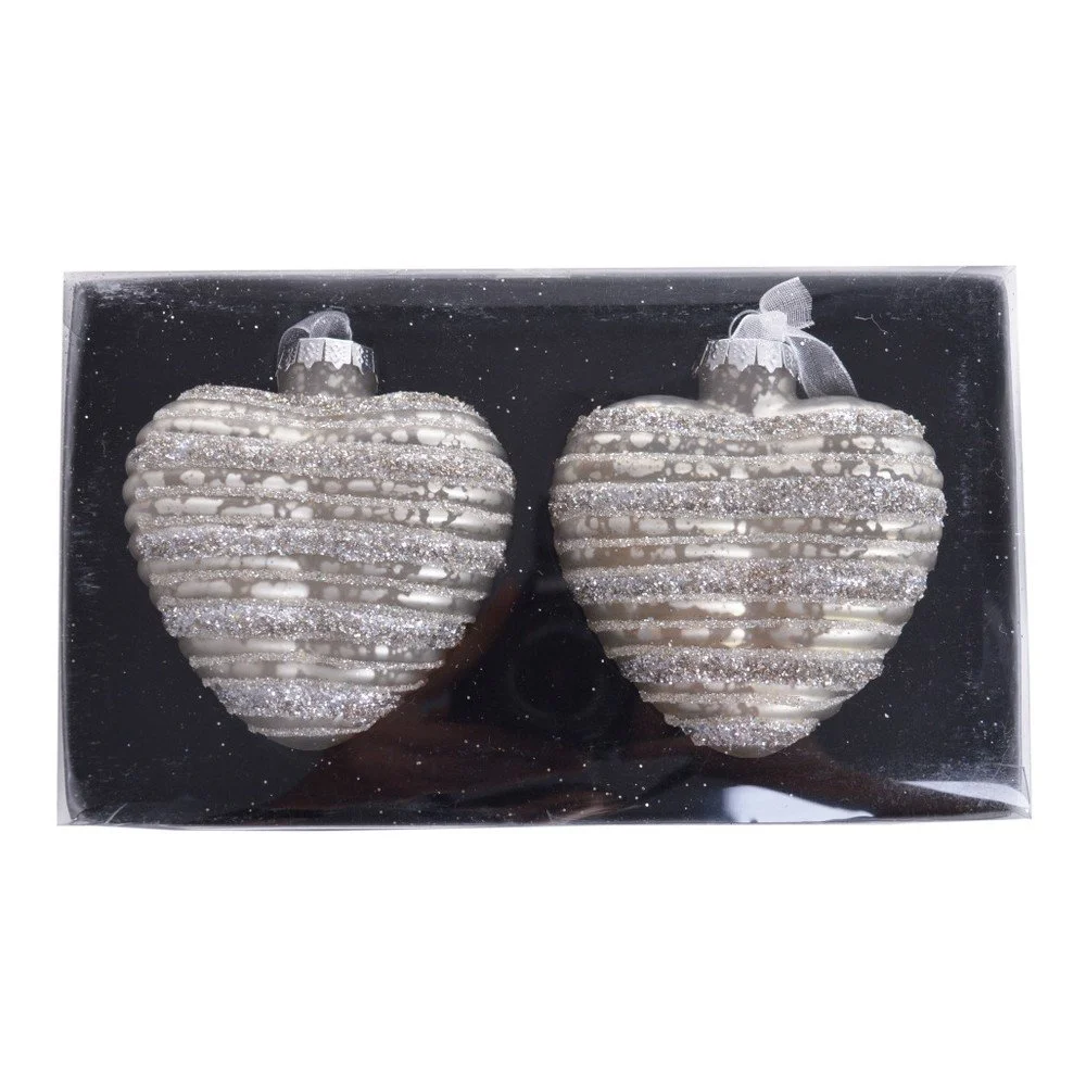 Sada 2 béžových skleněných závěsných dekorací Ewax Lovely v:1130556