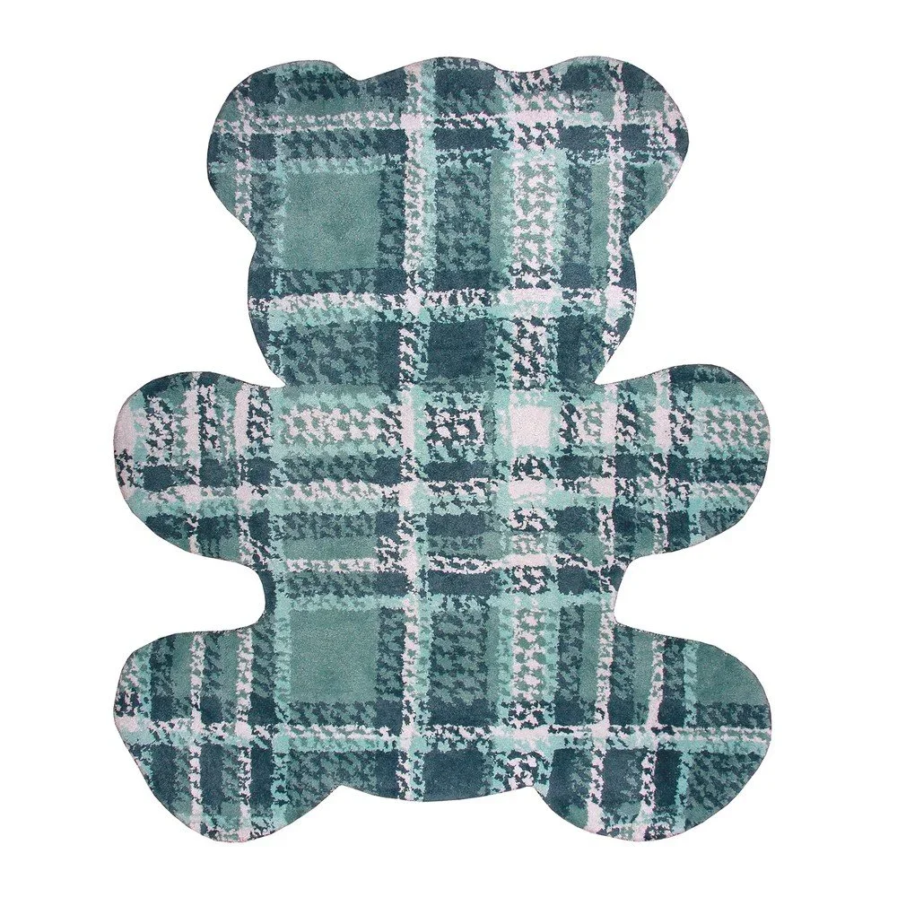 Dětský modrý ručně vyrobený koberec Nattiot Teddy Tartan, 100 x 120 cm v:720402