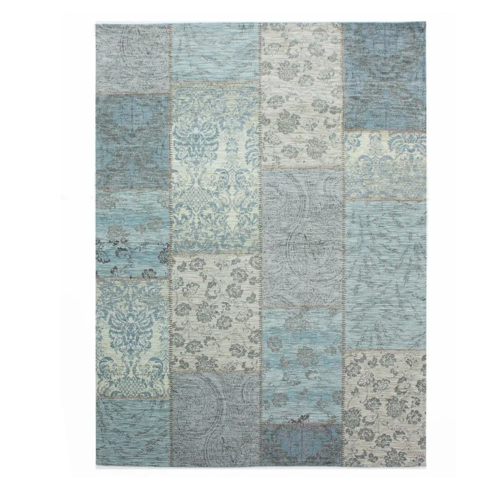 Modrošedý koberec Flair Rugs Patchwork Chenille Duck Egg, 155 x 230 cm v:1250980